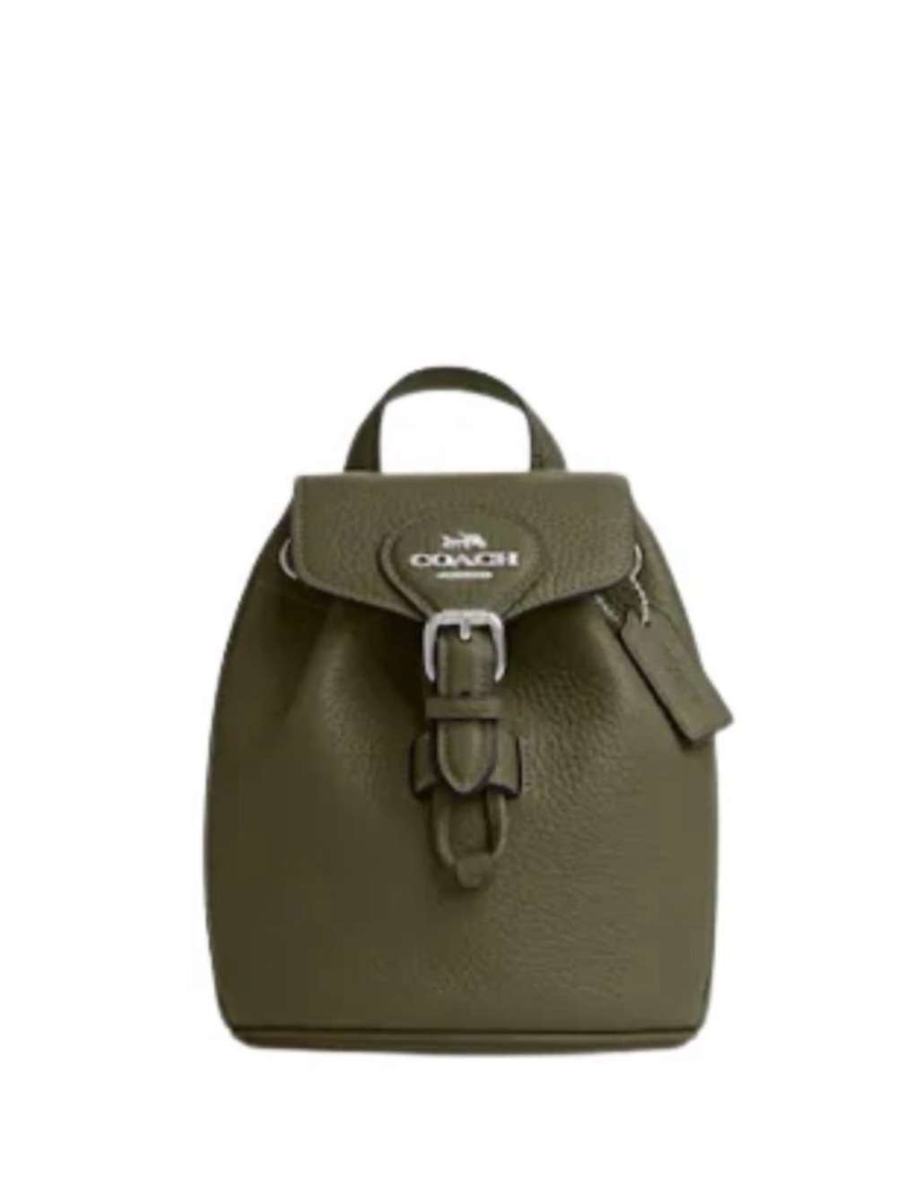 Coach Amelia Olive Green Pebbled Leather Convertible Backpack CL408 NEW